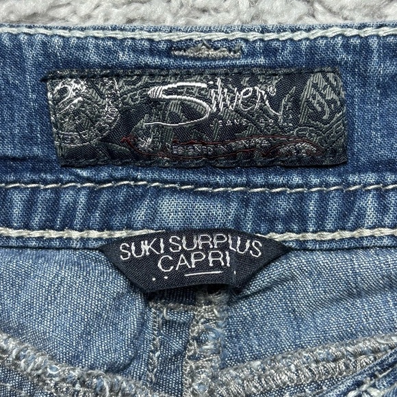Silver Jeans Womens 27 Suki Surplus Capri Big Stitch Flap Pockets Low Rise Fest - Picture 2 of 7